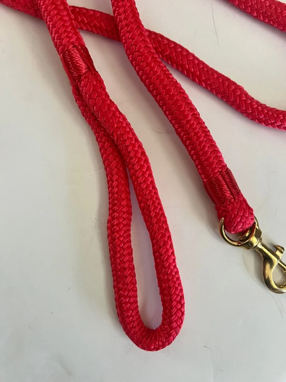 Red Rope Dog Leash with Gold Clip